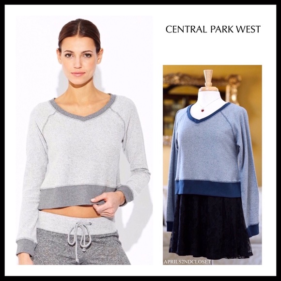 Central Park West Tops - OVERSIZED CROP TOP KNIT ATHLEISURE PULLOVER